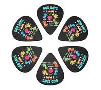 Dio dice che sono leale, accettato, vittorioso, capace di dinosauro, confezione da 6 plettri per chitarra sottili, medi e pesanti, per chitarra acustica, elettrica, ukulele, basso, 0,96 mm