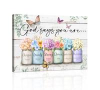 Dio Dice Che Tu Sei Quadri Moderni Versetto Biblico Cristiano Iispiratore Stampe da Parete Religiosi Stampa Su Tela Per Donne Ortensia in Barattolo Vetro Quadro Decor Soggiorno Camera da Letto 30X40cm