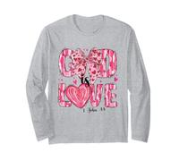 Dio è Amore 1 John 4 8 Christian Valentine Hearts Bow Maglia a Manica