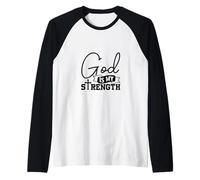 Dio è la mia Forza - Versetto della Bibbia - Salmo 28:7 Maglia con Maniche Raglan