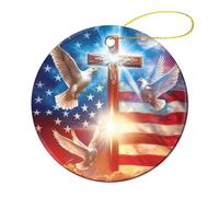 Dio e la pace Bandiera degli Stati Uniti Stampato Ornamenti di Natale Rotondo Decorazione Albero di Natale Decorazione Pendenti Appesi