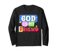 Dio è Mio Amico Cristianesimo Carino Cristiano Bambino Religioso Maglia a Manica