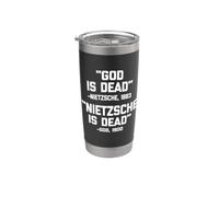 "Dio è morto" -Nietzsche 1883 ("Nietzsche è morto" -Dio) Bicchiere termico in acciaio inox doppia parete