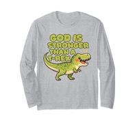 Dio è più Forte di Un Trex Cute Dino Kids Christianity Maglia a Manica