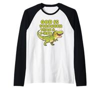 Dio è più Forte di Un Trex Cute Dino Kids Christianity Maglia con Maniche Raglan
