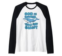 Dio è più Grande di Qualsiasi Balena Blu Gigante Simpatici Bambini cristiani Maglia con Maniche Raglan