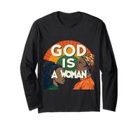 Dio è una donna Empowerment afrocentrico Arte Orgoglio femminista Maglia a Manica