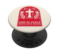 Dio è vivo Lunga vita a Gesù (Cross Graphic) PopSockets PopGrip Adesivo