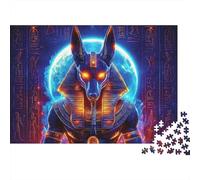 Dio egizio antico, puzzle difficile 1000 pezzi per adulti, Anubi, dio egizio neon, premium spesso robusto alta qualità, vibrante, antistress, gioco, 70x50cm/1000pz
