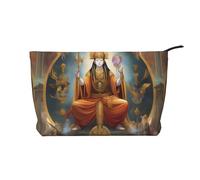 Dio Femminile Chiusura Cerniera Borsa Trucco Velluto a Coste Multifunzionale Organizer 22x7x17cm per Viaggi Campeggio Vacanza Fitness, Nero , Taglia unica