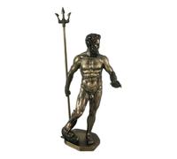 Dio greco Poseidone Nudo Bronzato Statua Nettuno