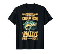 Dio ha Creato Bass Then Walleye Fishing Design Maglietta