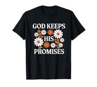 Dio Mantiene Le Sue promesse Fede Cristiana Scrittura Floreale Maglietta