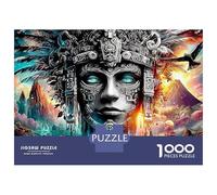 Dio Maya Puzzle Maschera mistica Maya 1000 Tessere Cartone Resistente Per Famiglia, Difficile Ma Soddisfacente, Regalo Natale Immagini Vibranti Premium 52x38cm/1000pcs