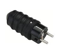DIO - Spina Maschio 2 Poli + Terra 16A - Connettore Elettrico Robusto in Gomma IP44 per Prolunga Cavo Alimentazione Uso Intensivo - Nero