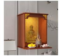 Dio sta in legno, tempio domestico sospeso a parete con luce, altare del Buddha da parete per ufficio e negozio, 5 dimensioni(Marrone,70 * 40 * 66cm)