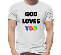 Dio Ti Ama - Maglietta Da Uomo - Lesbian LGBT Gay Bi Trans Religione Culto