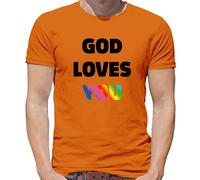 Dio Ti Ama - Maglietta Da Uomo - Lesbian LGBT Gay Bi Trans Religione Culto