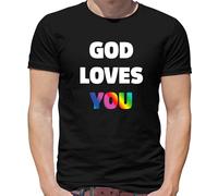 Dio Ti Ama - Maglietta Da Uomo - Lesbian LGBT Gay Bi Trans Religione Culto