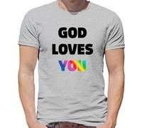Dio Ti Ama - Maglietta Da Uomo - Lesbian LGBT Gay Bi Trans Religione Culto