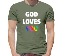 Dio Ti Ama - Maglietta Da Uomo - Lesbian LGBT Gay Bi Trans Religione Culto