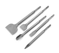 Dioche AccessorieSet di 5 Scalpelli SDS Plus per Martello Perforatore Elettrico - Struttura in Acciaio Temprato, Punta, Scanalatura e Scalpelli Piatti Inclusi - Prestazioni Elevate, Lunga Durata,