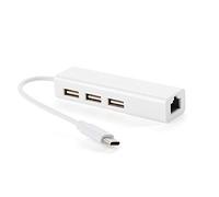 Dioche Adattatore Fast Ethernet USB 2.0 Type-C HUB a 3 Porte Convertitore di Espansione Scheda di Rete RJ45 100Mbps per