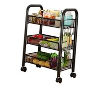 Dioche Carrello Portaoggetti con Ruote Organizer da in Metallo Resistente a più Strati con Ruote per Snack, Verdure e (tre strati)