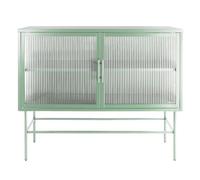 Dioche Consolle Moderna con Doppia in Vetro Temperato - Ripiano Regolabile e Design Antiribaltamento - Eleganti ante in Vetro Scanalato - Credenza da Antipolvere - Finitura Verde Chiaro (verde chiaro)