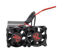 Dioche Dissipatore di Calore per Auto RC Premium con Doppi Ventilatori per Auto Modello RC 1/10 - Lega di Alluminio 540/545/550 Dissile di Calore Motore con Sensore di Temperatura, Rosso (BLACK)