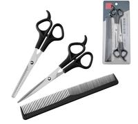 Dioche Forbici per Tagliare i Capelli, Cesoie in Acciaio Inossidabile con Manico in PP per Taglio di Capelli Domestico e Uso in Salone (Scheda YJ006 nera)