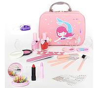 Dioche Giochi di Trucco per Ragazze Kit di Trucco per Bambini Cosmetici per Bambine Set di Bellezza Lavabile Non Tossico con Ombretto Rossetto Pennelli per Smalto Borsa Viaggio per (COLORFUL)
