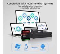 Dioche Lettore di Codici a Barre, Lettore di Codici a Barre QR 2D/1D Sensore Intelligente Omnidirezionale di QR con Rilevamento Automatico USB Cablato per Negozio, Supermercato, Magazzino - Plug and