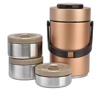 Dioche Lunch Box Sottovuoto da 2 Litri e 2,3 Litri, Contenitore per Alimenti Isolato in Acciaio Inossidabile 304 a 3 Strati, per Picnic, Viaggi di Lavoro, Design Atossico e a Prova di Perdite (GOLD)