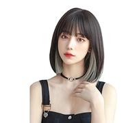 Dioche Parrucca Donna Corta Diritta Lisciamente Morbida Parrucca per Capelli in Seta Ad Alta Temperatura Beige Fulvo Scuro con Botto per Cosplay Incontri Design Regolabile Alla Moda