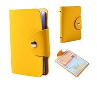 Dioche Porta della Carta di Credito in Pelle Elegante con Chiusura e capacità di 24 Carte in Blu per la Protezione delle Carte Definitive (Yellow)