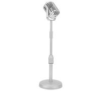 Dioche Prop Radio Vintage Modello di Microfono Vintage Sollevabile per Cosplay e Fotografia, Materiale ABS Leggero con Base Alta (SILVER)