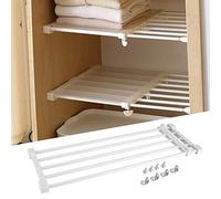 Dioche Scaffale allungabile da armadio senza foratura, mensola divisoria armadio regolabile organizzatore di immagazzinaggio scaffale telescopico guardaroba per cucina, bagno, camera da letto