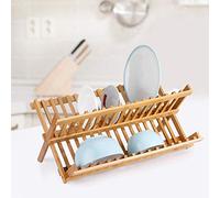 Dioche Scolapiatti in Bambù, Grande Capacità, Pieghevole, Scolapiatti da Appoggio Legno, Scolapiatti da Cucina Ripiegabile, per Fare Asciugare Piatti e Bicchieri, 45 x 19 x 21 cm