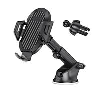 Dioche Supporto per Cellulare da Auto in Fibra di Carbonio per Schermi da 4,7-7,2 Pollici - Supporto a Ventosa e Presa d'aria, Staffa di Navigazione per Cruscotto e Parabrezza (Ventos CF33)