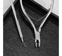 Dioche Tronchesina e Spingipelle Professionale in Acciaio Inossidabile Set 2 Pezzi Strumenti per Manicure e Pedicure per Unghie Unghie dei Piedi Argento Nero 11,5 Cm 12,6 Cm (SILVER)