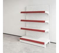 Diodceraic Scaffalatura gondola da negozio a 4/5 ripiani, robusta in metallo, regolabile, per supermercati e punti vendita(H135cm,L73cm(Main Shelf))