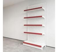 Diodceraic Scaffalatura gondola da negozio a 4/5 ripiani, robusta in metallo, regolabile, per supermercati e punti vendita(H255cm,L123cm(Main Shelf))