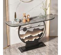 Diodceraic Tavoli Console Moderni per Ingresso con Base in Metallo/Con Luce LED Tavolo d'Ingresso, Tavolo Console Mezzo Luna per Soggiorno, Corridoio, Atrio, Ingresso(Black C,120x30x80cm)