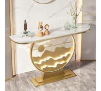 Diodceraic Tavoli Console Moderni per Ingresso con Base in Metallo/Con Luce LED Tavolo d'Ingresso, Tavolo Console Mezzo Luna per Soggiorno, Corridoio, Atrio, Ingresso(Gold A,120x30x80cm)
