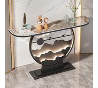 Diodceraic Tavoli Console Moderni per Ingresso con Base in Metallo/Con Luce LED Tavolo d'Ingresso, Tavolo Console Mezzo Luna per Soggiorno, Corridoio, Atrio, Ingresso(Black B,140x30x80cm)