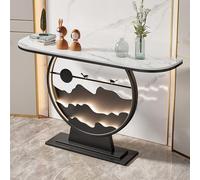Diodceraic Tavoli Console Moderni per Ingresso con Base in Metallo/Con Luce LED Tavolo d'Ingresso, Tavolo Console Mezzo Luna per Soggiorno, Corridoio, Atrio, Ingresso(Black A,140x30x80cm)
