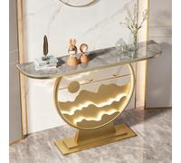 Diodceraic Tavoli Console Moderni per Ingresso con Base in Metallo/Con Luce LED Tavolo d'Ingresso, Tavolo Console Mezzo Luna per Soggiorno, Corridoio, Atrio, Ingresso(Gold C,80x30x80cm)