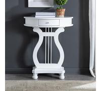 Diodceraic Tavolo console divano Half Moon Birch, tavolo laterale Mid-Century con cassetto, mobile d'ingresso americano,tavolo da veranda in legno contro il muro(White)