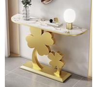 Diodceraic Tavolo console moderno per ingresso dietro il divano, tavolo di lusso per il portico con piano spesso e base in metallo per ingresso e soggiorno(Gold B,100x30x80cm)